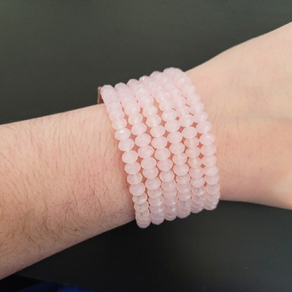 Marlyn Schiff Multi Strand Pale Rose Pink Beaded leather Bracelet - Picture 3 of 11